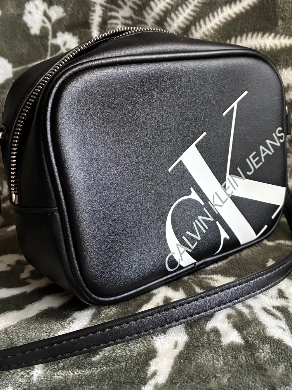 Calvin Klein Jeans Black Crossbody Bag with White CK Logo